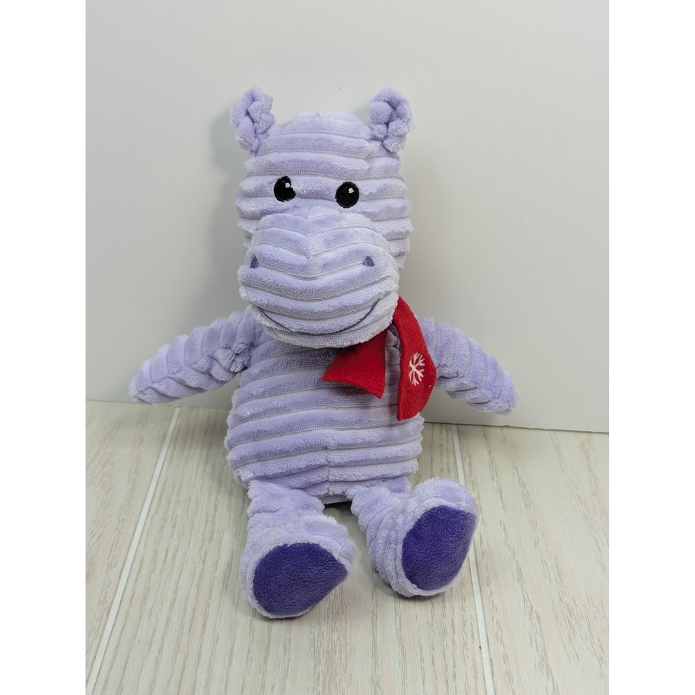 Walmart Hippo Plush Purple Ribbed Corduroy Red Snowflake Scarf